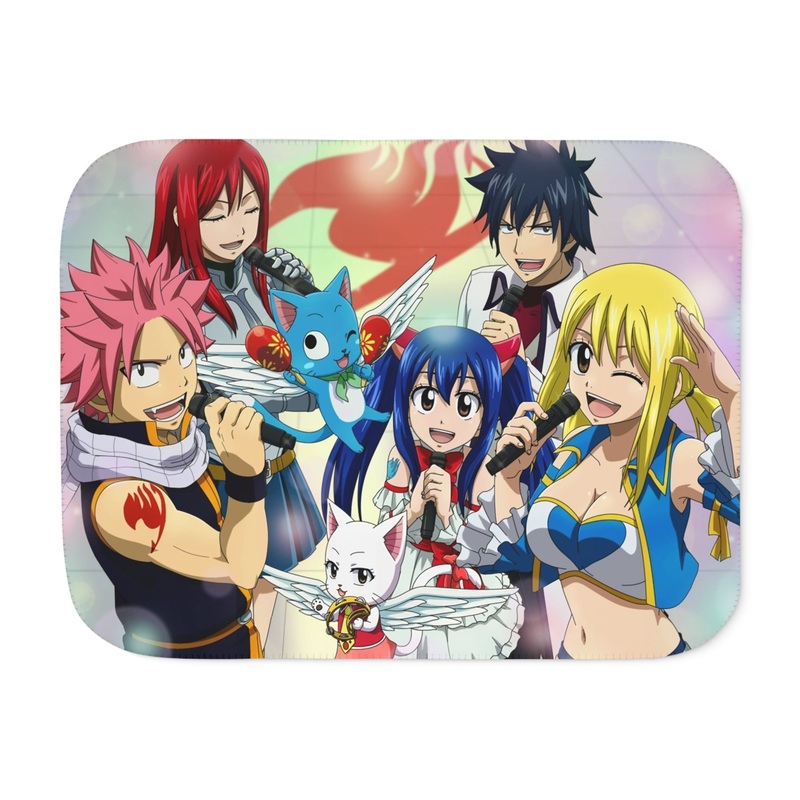Fairy Tail Natsu Dragneel, Erza Scarlet, Gray Fullbuster, Lucy Heartfilia, Happy Sherpa Blanket