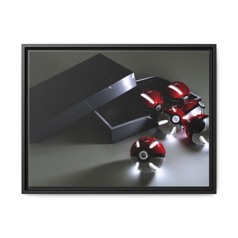 A box of pokeballs Canvas Framed Art Print