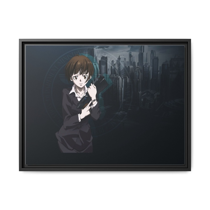 Akane Tsunemori with a dominator Canvas Framed Art Print