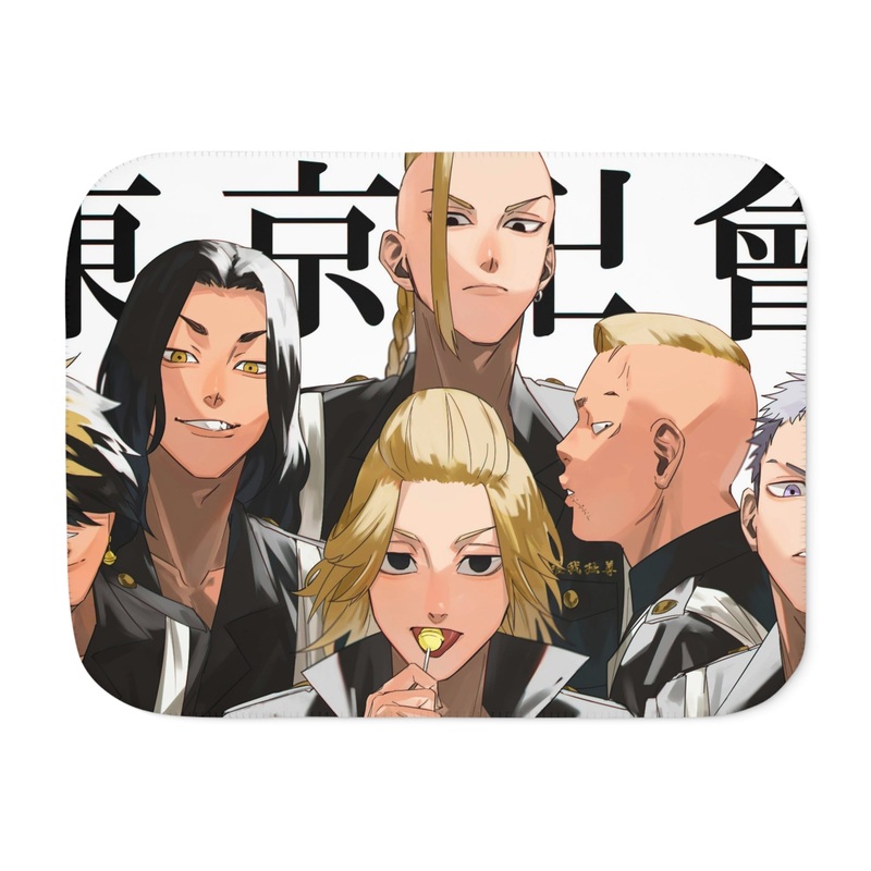 Tokyo Revengers Keisuke Baji, Takashi Mitsuya, Kazutora Hanemiya Sherpa Blanket